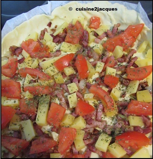 Quiche fromage Comté et lardons ( 3/5 )