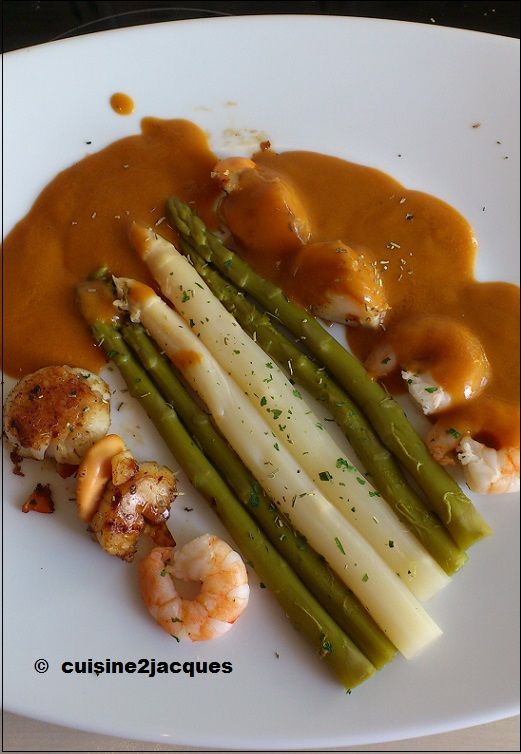 st jacques , asperges et bisque de homard (4)